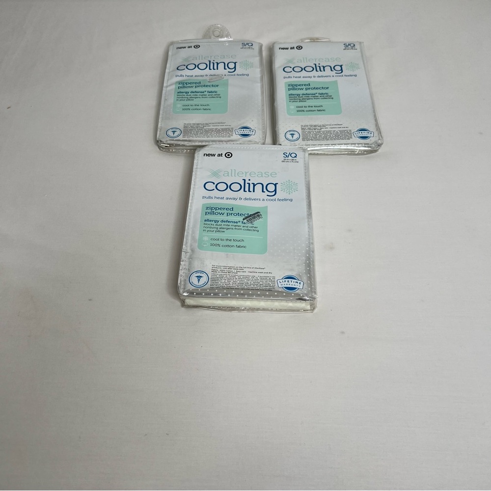 Allerease Zippered Pillow Protector - Cooling S/Q Allergy Defense- 3 Pack
